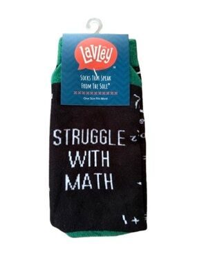 Women's Black and Green Novelty Math Socks - NWT